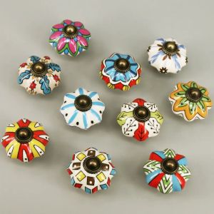 1 st multicolor keramische knoppen voor kastkast dressoir en meubels antieke bloemenlade handgreep trekdeurknop