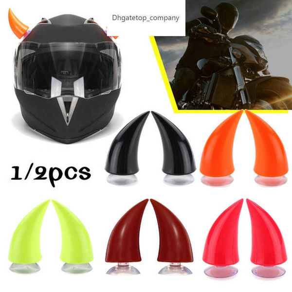 1pc multicolore casque diable cornes moto vélo électrique voiture style décoration autocollants longs courts pièces accessoires