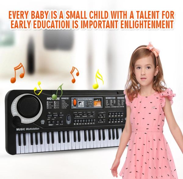 1 unid multifunción 61 teclas educación temprana música juguete teclado electrónico con micrófono niño piano órgano reproducción de registros con venta al por menor1988406