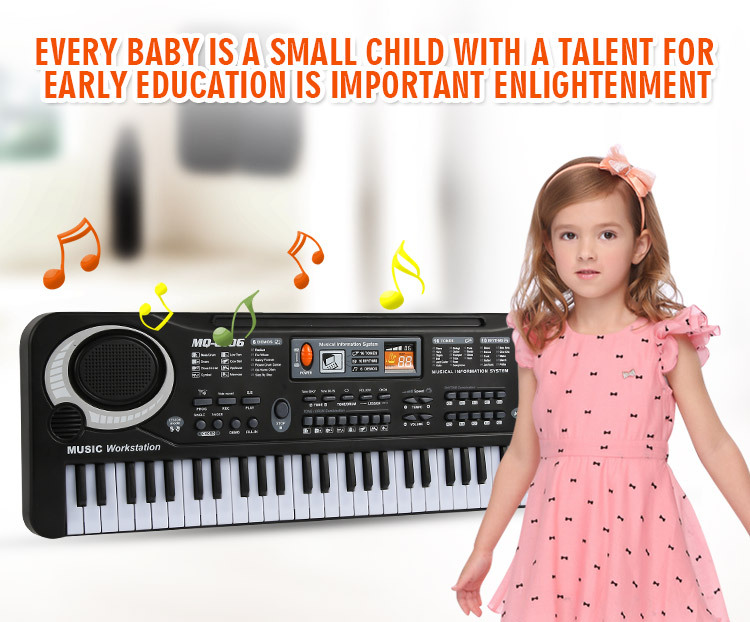 1ピー多機能61キー早期教育音楽玩具電子キーボードマイクフォンキッドピアノオルガンレコード再生小売パック