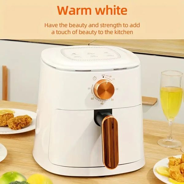 Friteuse à air multifonctionnelle 1pc Cuisson saine, antiadhésive, conviviale et à double contrôle de la température, avec arrêt automatique de la minuterie 60 minutes, panier allant au lave-vaisselle,