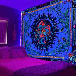 1 st Madala mandala rattan fluorescerend tapijt, uv zwart licht decoratief patroon muur hangt voor woonkamer slaapkamer