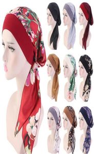 1pc Muslim Turban Hair Loss Hijab Cancer Cancer Head Scarf CHEMO PIRATE CAP CAP THANGAN BANDANA IMPRIMÉ CHATS ÉLASTIQUES RÉGLABLES5115318