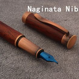 1pc Naginata Nib Fountain Pen Brand Brass Red Wood Pen School Office de la oficina de la oficina de la altura del estudiante Pensas 240409