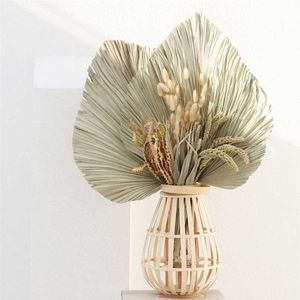 1 pc naturel séché fleur feuille de palmier ventilateur plante arbre feuilles maison jardin fête de mariage salon chambre Table décoration 211023