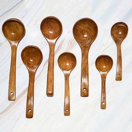 1pc de madera natural manija larga sopa grandes cucharadas para cocinar cucharadas de arroz con cuchara de arroz con cucharada de sopa de catering utensilio de cocina