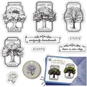 1 pc Nature Oak Tree Vintage Clear Rubber Stamp Woods Planten Tekst Bloemen Transparante siliconenafdichtingenstempel voor journaalkaart