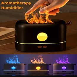 1pc Nuevo 200ml Portátil Cool Mist Usb Led Cambio de color Habitación H2o Air 3D 3 colores Llama de fuego Mini humidificador Aroma Aceite esencial Difusor Humidificador