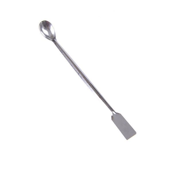 10 pièces/fournitures de laboratoire 200mm en acier inoxydable corne cuillère louche médicinale avec spatule maison ménage outils pratiques laboratoire enseignement utilisation