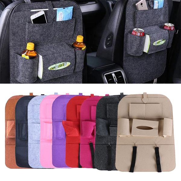 1PC Nouveau sac de voyage de voiture Voiture Universal Back Seat Organisateur Auto Multi-Pocket Boîte à mouchoirs Rangement suspendu X6X075287 210315