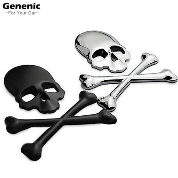 1 pieza nueva Cool 3D calavera Metal esqueleto tibias cruzadas motorcle coche pegatina etiqueta calavera emblema insignia coche estilo pegatinas Accesorios