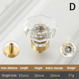 1PC Nouveau Crystal Glass Knobs Diamond Shape Design Dessin Drawer Tiller Cuisine Cuisine Cuisine Cabinet Porte Poignée de garde-robe