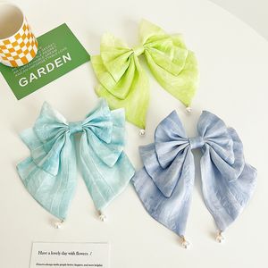 1PC nouvelle mode surdimensionné nœud papillon perle Barrettes tissu épingles à cheveux femmes pinces à cheveux ruban poignées queue de cheval cheveux accessoires chaud