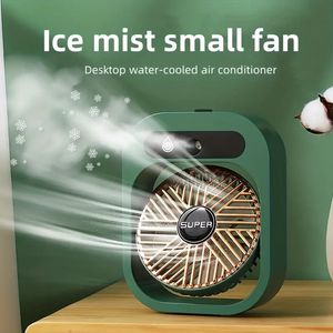 1 pc nouveau climatiseur de brouillard de glace petit ventilateur bureau humidification pulvérisation eau réapprovisionnement électrique vent charge USB trois vitesses eau froide ventilateur