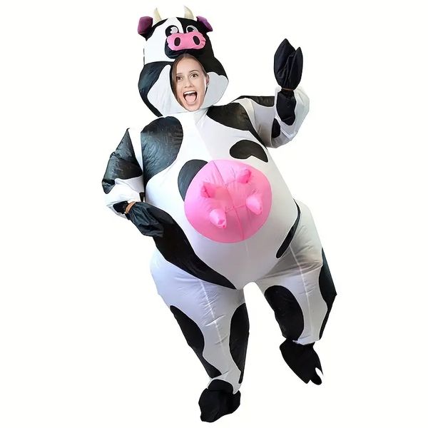 1pc, nouveau costume de vache gonflable drôle costume décoratif cool costume de cosplay de fête d'Halloween pour adulte, déversoir, décor cool, gadgets cool, articles insolites