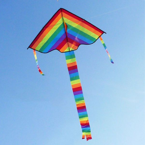 1 pieza de cometa de arcoíris de cola larga, cometas para exteriores, juguetes voladores para niños, la cometa viene con una cuerda de 30M