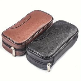 1pc, nouveau sac de rangement en cuir PU pour tube à fumer, petite pochette de voyage avec fermeture éclair, sac en cuir imperméable multifonctionnel, gadget ménager, cadeaux de Noël