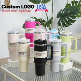 1Pc New Quencher H2.0 40Oz Stainless Steel Tumblers Cups With Silicone Handle Lid And Straw 2Nd Generation Car Mugs Vacuum Insulated Water Bottles Cups G8821