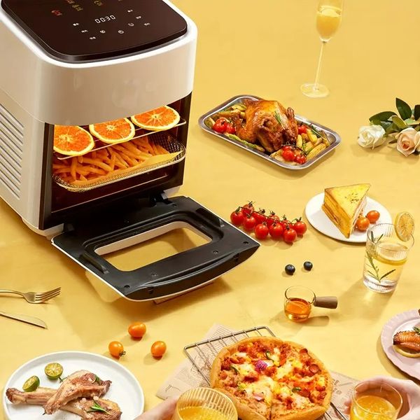 1pc New Visual Smart Electric Fryer Electric Four 15L Air Fryer, 10 In 1 Digital Rotisserie Dehydrator Fryer Combo With Grill, 1400W Oil-Free Air Fryer Combo