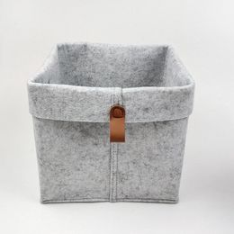 Cesta de almacenamiento de fieltro nórdica, mesa de té para sala de estar, cesta de almacenamiento de artículos diversos, caja de almacenamiento de fieltro para dormitorio, calcetines, color negro y gris, 1 ud.