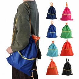 1pc extérieur imperméable à l'eau en nylon sac à dos sac à cordon sac de rangement pour hommes voyage sport poche à cordon H6Fd #