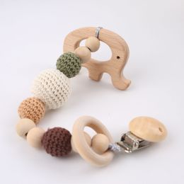 1pc Pacificier Clip de chaîne de nappe personnalisée Baby Teether Gift Goding Wooden Rodent Mindemder Perle Silicone Beads Childen's Goods