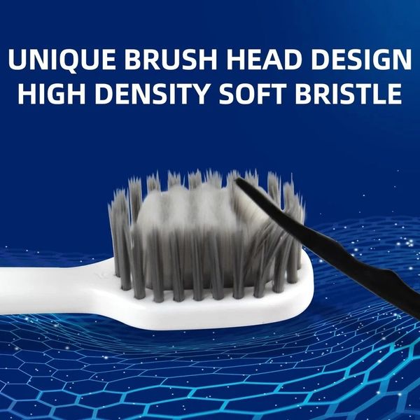 1pc Brosse à dents de charbon de bois en bambou environnemental personnel pour la santé buccale à faible carbone à poil doux poignée en bois