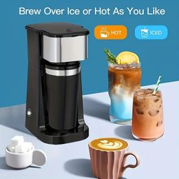 1 cafetière compacte personnelle à usage unique comprend 14 oz. Tasse de voyage thermique intérieure en acier inoxydable, compatible avec le marc de café, filtre réutilisable