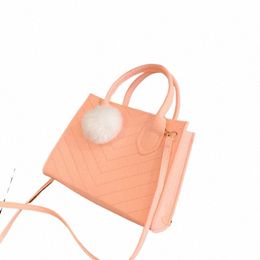 1pc roze/zwart/kaki/azuur cross-body tas met pompom decorati voor vrouwen vierkant pu materiaal voor dagelijkse uitstapjes tassen voor dames U1mU #