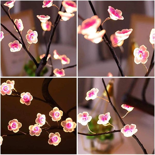 1pc Pink Cherry Blossom 36 LED Bonsai Tree Light Tree Lights para sala de estar Luz nocturna linda para bodas Decoración navideña