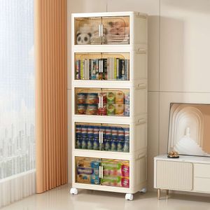 1 boîte pliante en plastique avec portes à roulettes, étagère de rangement empilable pour vêtements, livres et accessoires, organisation portable permettant de gagner de l'espace pour chambre à coucher,