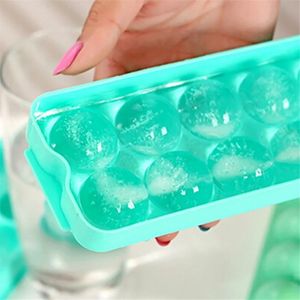 1PC Plastic Moules Tray Ice 14 Grille 3D Moules de glace ronde Round Bar Party Utiliser Round Ball Ice Cube Makers Cuisine Diy Ice Cream Moulds pour Bar Party Utiliser Moule