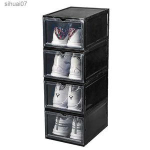 Caja de almacenamiento de zapatos de plástico, caja de zapatos transparente rectangular transparente, se puede apilar, 25x18cm, L230705, 1 ud.
