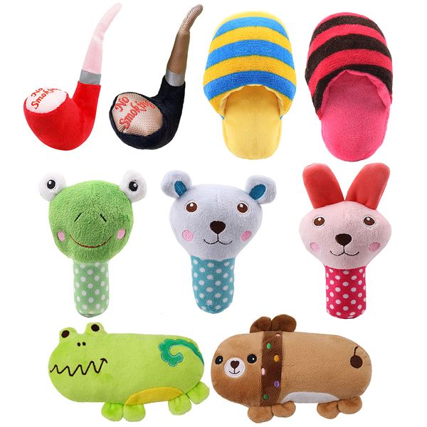 1 pc peluche chien jouets grinçant rouge bleu cochon vert grenouille chiot jouet à mâcher interactif chat jouets chien son jouets pour petits chiens moyens