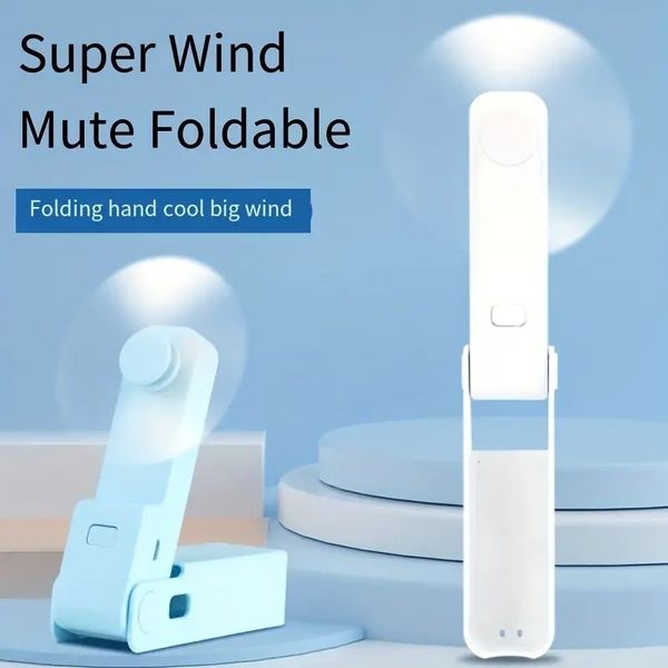 1 pc Pocket Folding Handheld Electric Fan Rechargeable Big Wind Folding Small Fan