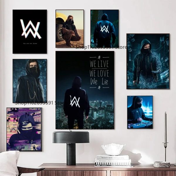 1pc chanteur populaire Edm Rave DJ Alan Walker Papier Papier Impression de chambre à coucher Bar d'entrée Cafe Art Painting Decoration