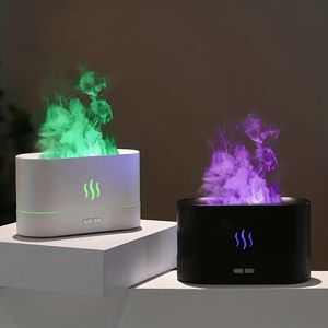1pc Portable Cool Mist Usb Led Change Color Room H2o Air Fire Flame Humidifier Aroma Essential Oil Diffuser Humidifier