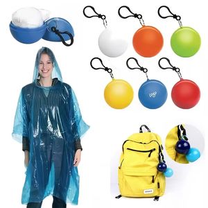 Manteaux imperméables jetables portables d'urgence, 1 pièce, porte-clés, Poncho de pluie en boule pour voyage, randonnée, pêche, Camping, Sports de plein air
