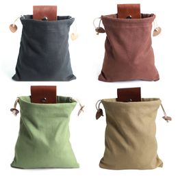 1 -stc draagbare buiten foerageerzak fruit plukken zakje opvouwbare bes puch opslag lederen bushcraft canvas tas wandelen camping 0622