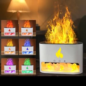 1pc Portable Salt Stone Flame Aromatherapy Machine with Color Change Humidifier and No-Water Auto-Off Protection for Essential Oil Diffuser