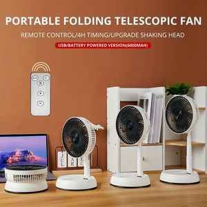 Ventilateur sur pied portable 1pc avec télécommande, ventilateur de bureau pliable de 20,3 cm, ventilateur silencieux alimenté par USB/6000 mAh, mini ventilateur de sol, ventilateurs télescopiques sur pied