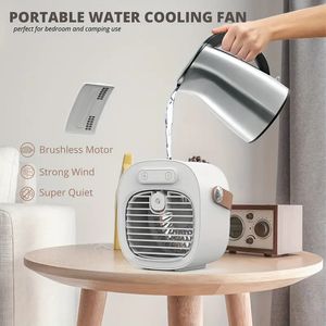 1 pc, ventilateur portable refroidi à l'eau, ventilateur de refroidissement à eau de bureau, ventilateur portable, ventilateur de camping avec réservoir d'eau, prise USB, pas de batterie, ventilateur actionné avec crochet de suspension, ventilateur extérieur