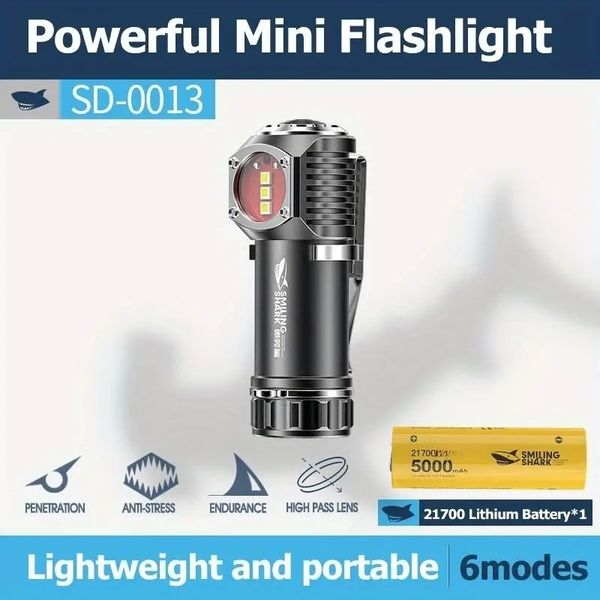 1pc Mini lampe torche puissante, lampe de poche portative rechargeable par USB LED avec pince, pour le camping en plein air, la randonnée, le travail de nuit