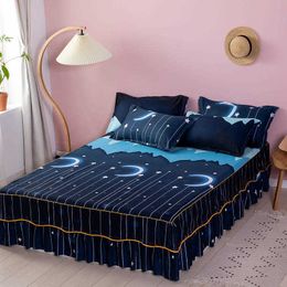 1pc bedrukte zachte laken rok bruiloft bedspread volledige koningin king size bed laken matras cover bedsheets dalen 210626