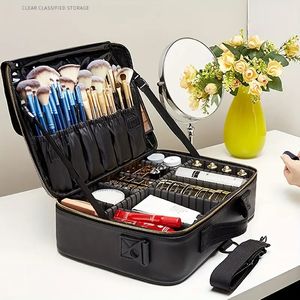 Case de train de maquillage professionnel 1PC - Organisateur portable pour les cosmétiques, les pinceaux et les articles de toilette - parfait pour les voyages et le stockage
