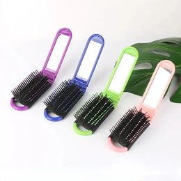 1 st Professional Travel Hair Comb draagbare vouwhaarborstel met spiegel compacte zakformaat portemonnee reiskam