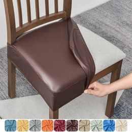 1 stc pu lederen stoelhoes waterdichte verwijderbare eetkamerstoelen slipcovers elastische gestoffeerde stoelhoezen meubels beschermer 240429