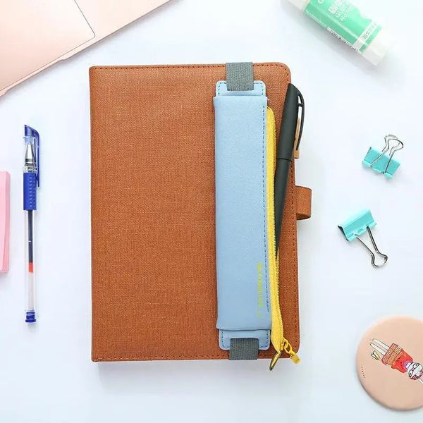 1PC PU Leather mini sac de stylo écologique Eco-Friendly Elastic Book Livre crayon Portable Notebook Journal Holder Papeterie Office