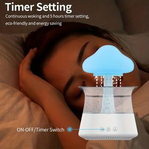 Multifunctional Rain Cloud Humidifier with 7-Color LED Night Light & Aromatherapy Essential Oil Diffuser for Sleep and Relaxation