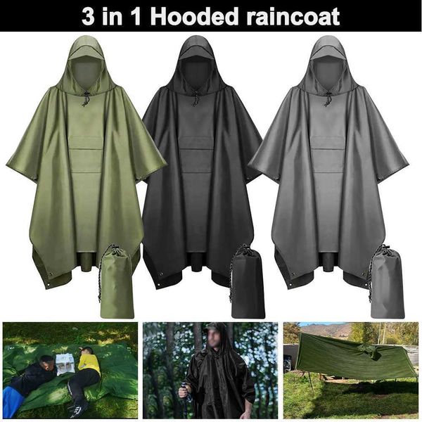 1 PC Imperméable Haute Qualité Unisexe 3 En 1 Imperméable Épaissi Imperméable Manteau De Pluie Femmes Hommes Noir Camping Imperméable Imperméable Costume L230620